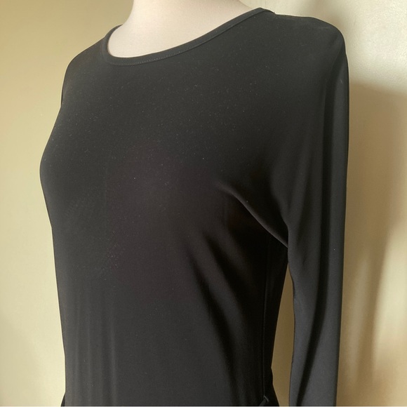 BABATON Aritzia Black Midi Dress with Tie - Picture 3 of 7